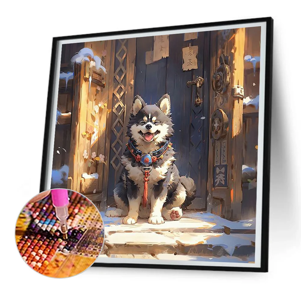 Full Round Diamond Painting 30*30cm - Plateau Guard Dog