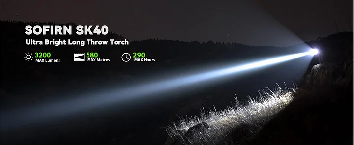 Sofirn SK30 Zaklamp, led, oplaadbaar, USB C, 3000 lumen, tactische zaklamp, extreem helder, met 6 lichtmodi, max. 392 m, met batterij voor EDC, noodgevallen, outdoor, camping, zoeken