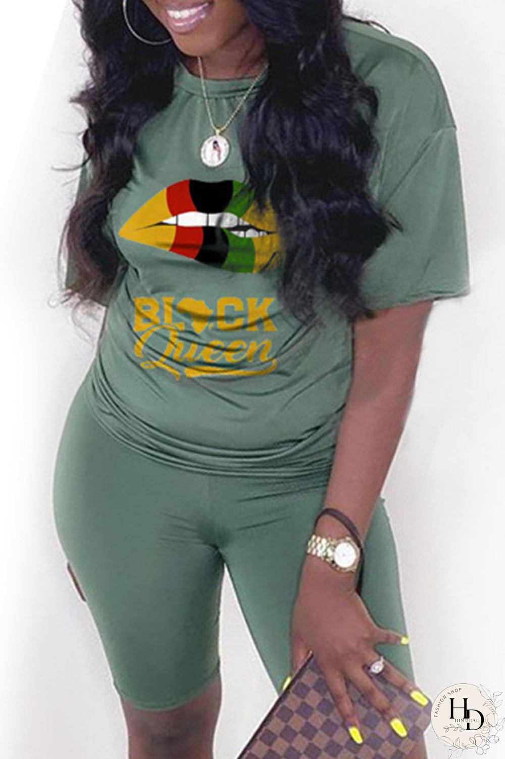 Yellow Casual Print Capris O Neck Short Sleeve Two Pieces