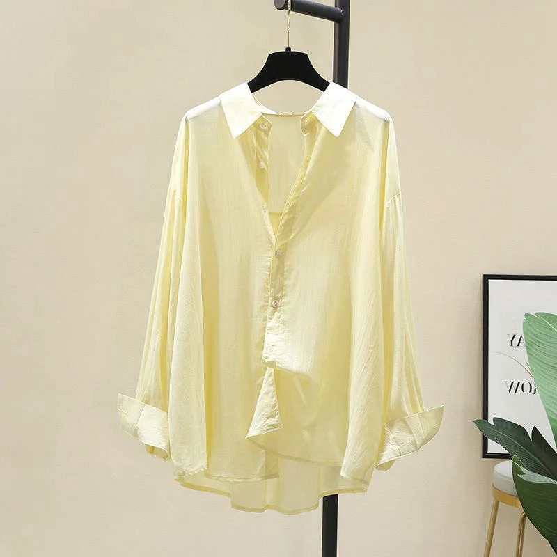 Uveng Uveng Summer Wearing Long-Sleeved White Soft Shirt Women's Korean Version Of Loose Leisure Thin Shirt