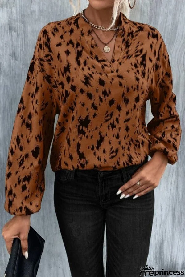 Pullover Long Sleeve V-Neck Loose Blouse