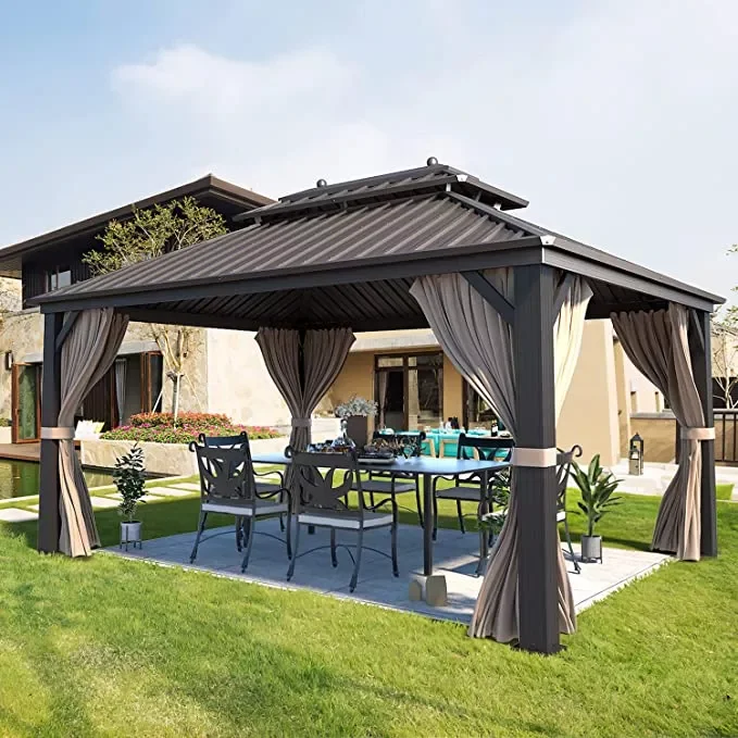 10' X 13' Hardtop Gazebo Galvanized Steel Outdoor Gazebo