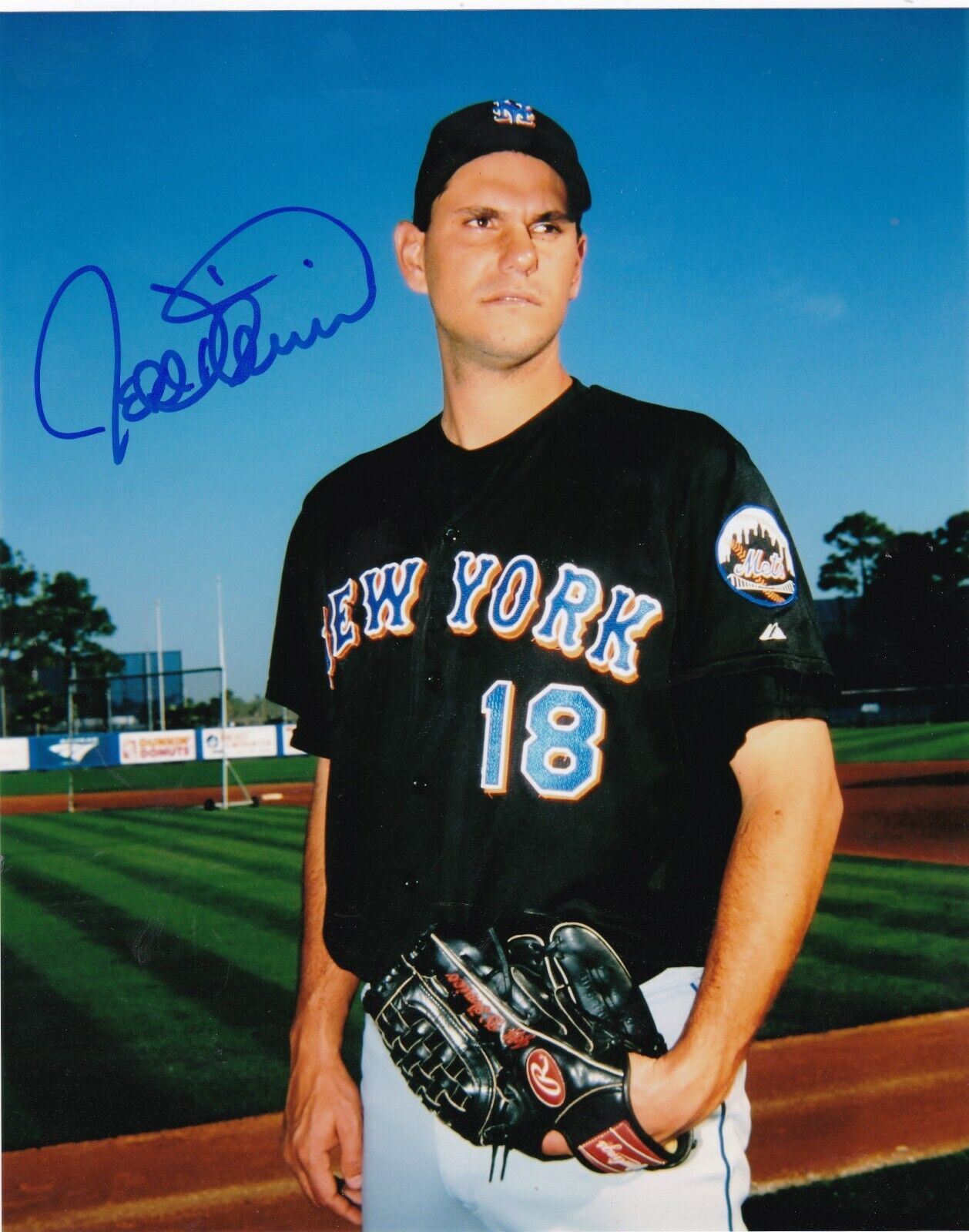 JEFF D'AMICO NEW YORK METS ACTION SIGNED 8x10