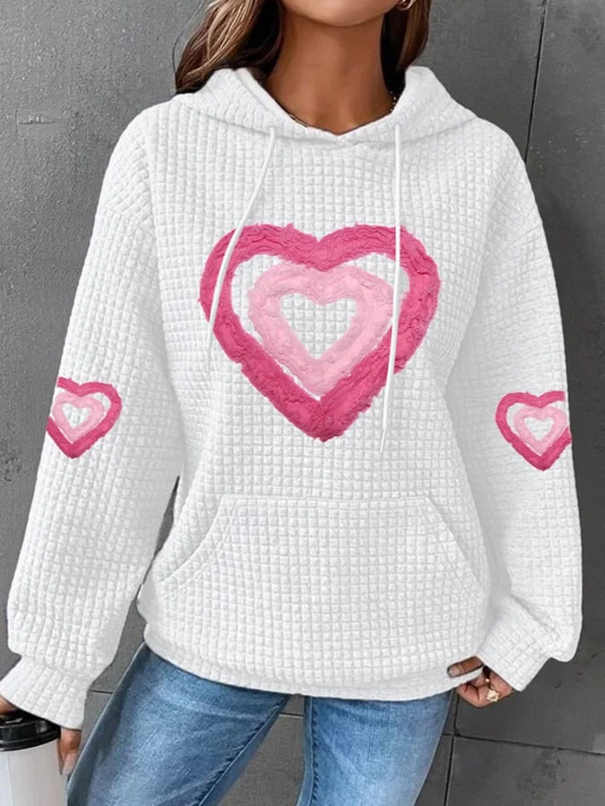 Women's Valentine's Day Printed Long Sleeve Hoodie