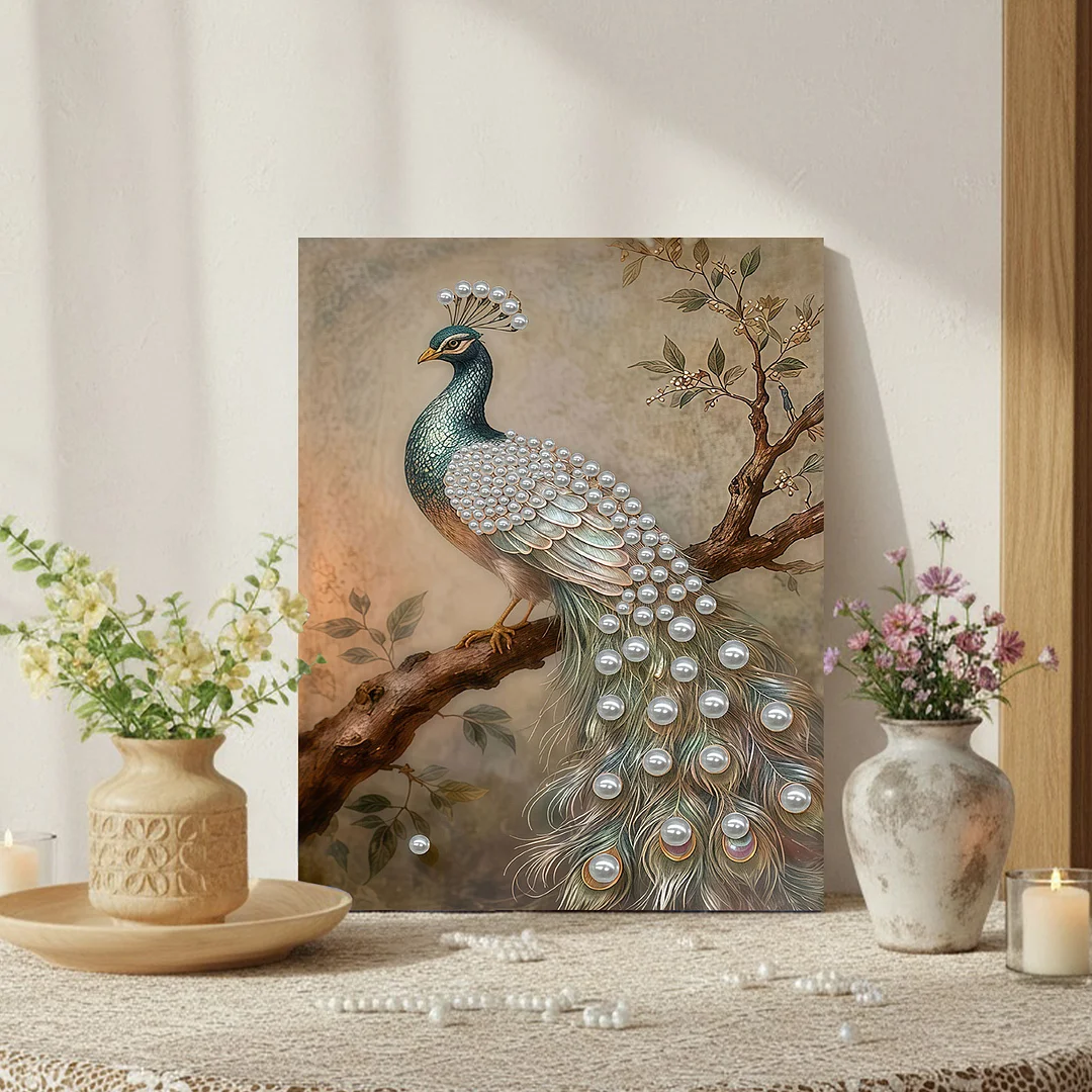 Peacock - DIY Pearl Diamond Art Kit With Frame 30*40cm