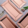 10 Pack | Rose Gold Studded Rim 16" Heavy Duty Paper Serving Trays - 1100 GSM