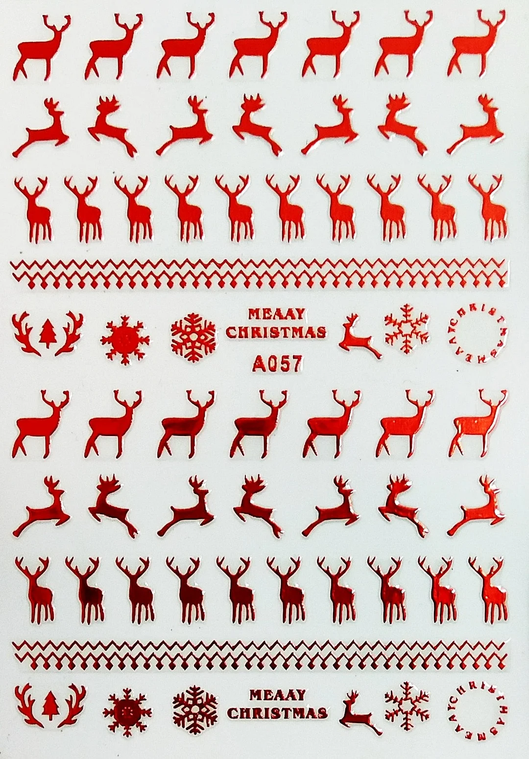 Merry Christmas 3D Elk Nail Art Decals Nail Sticker Manicure Red Laser Gold Silver White Snow Sticker for Nail Design Decoration-Nail Inspo