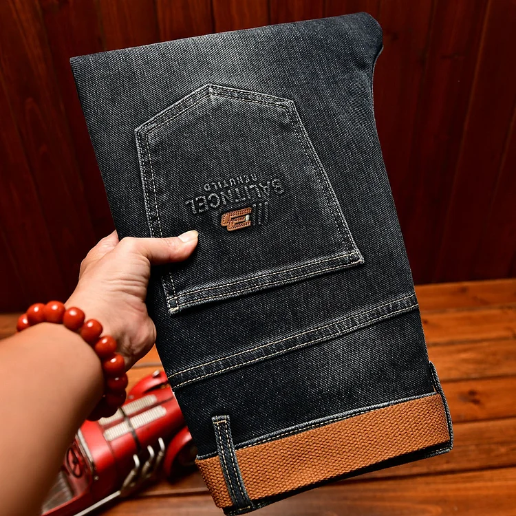 Autumn high-end jeans men's fashion design slim fit version with small feet 2025 new trend Korean version elastic pants