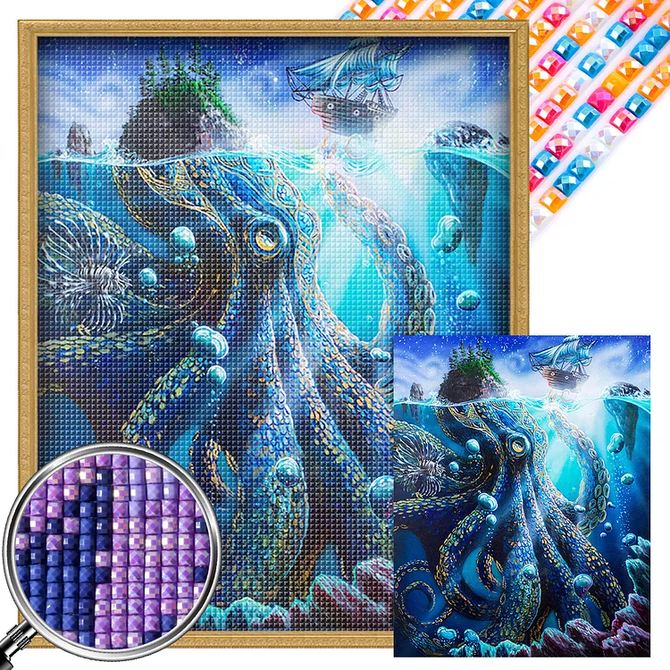 Partial AB Drill - Full Square Drill Diamond Painting -Deep Sea Octopus - 40*50cm