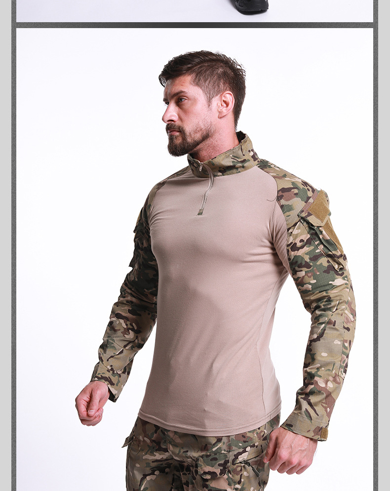 Outdoor Camouflage Military Frog Suit Uniform Loog Sleeve Side Pockets