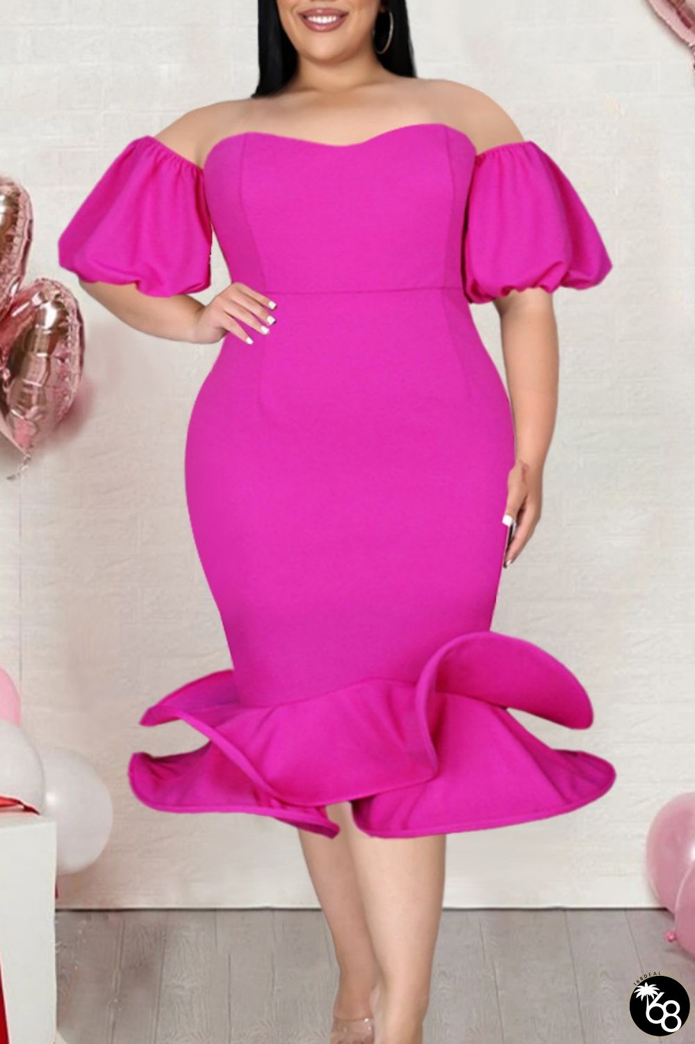 Rose Red Sexy Formal Solid Backless Off the Shoulder Evening Dress Plus Size Dresses | 168DEAL