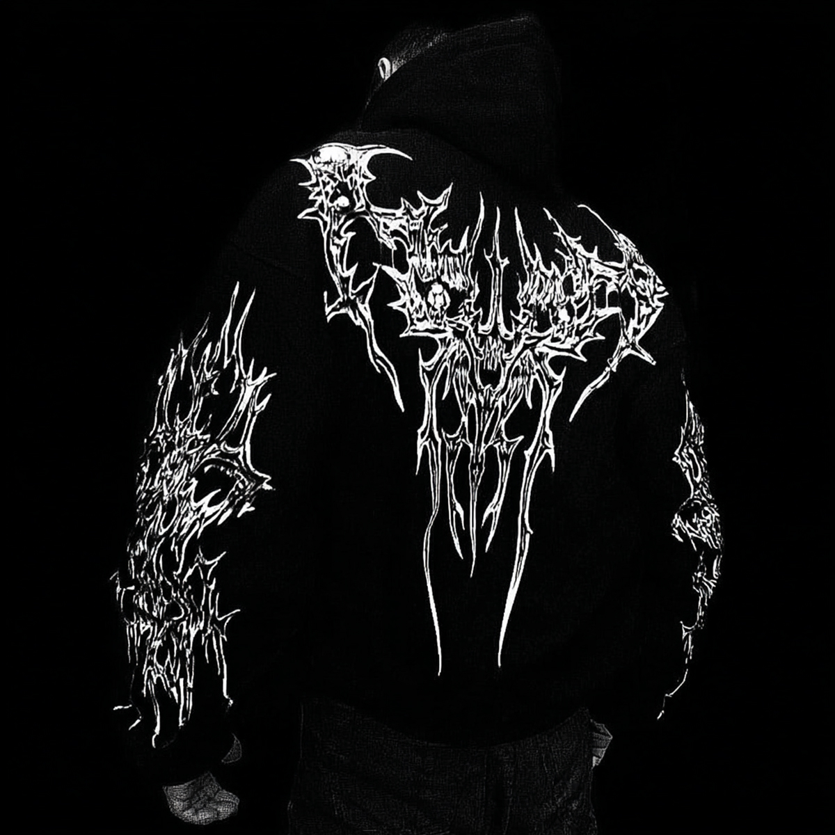 Luminous Gothic Graphic Cotton Blend Hoodie