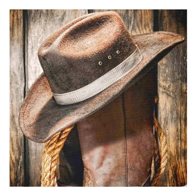 Diamond Painting 5D DIY Cowboy Boot Hat Full Round Drill Rhinestone Picture