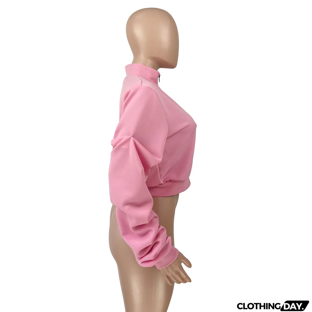 Casual Pile Sleeve Zipper Cardigan Coat