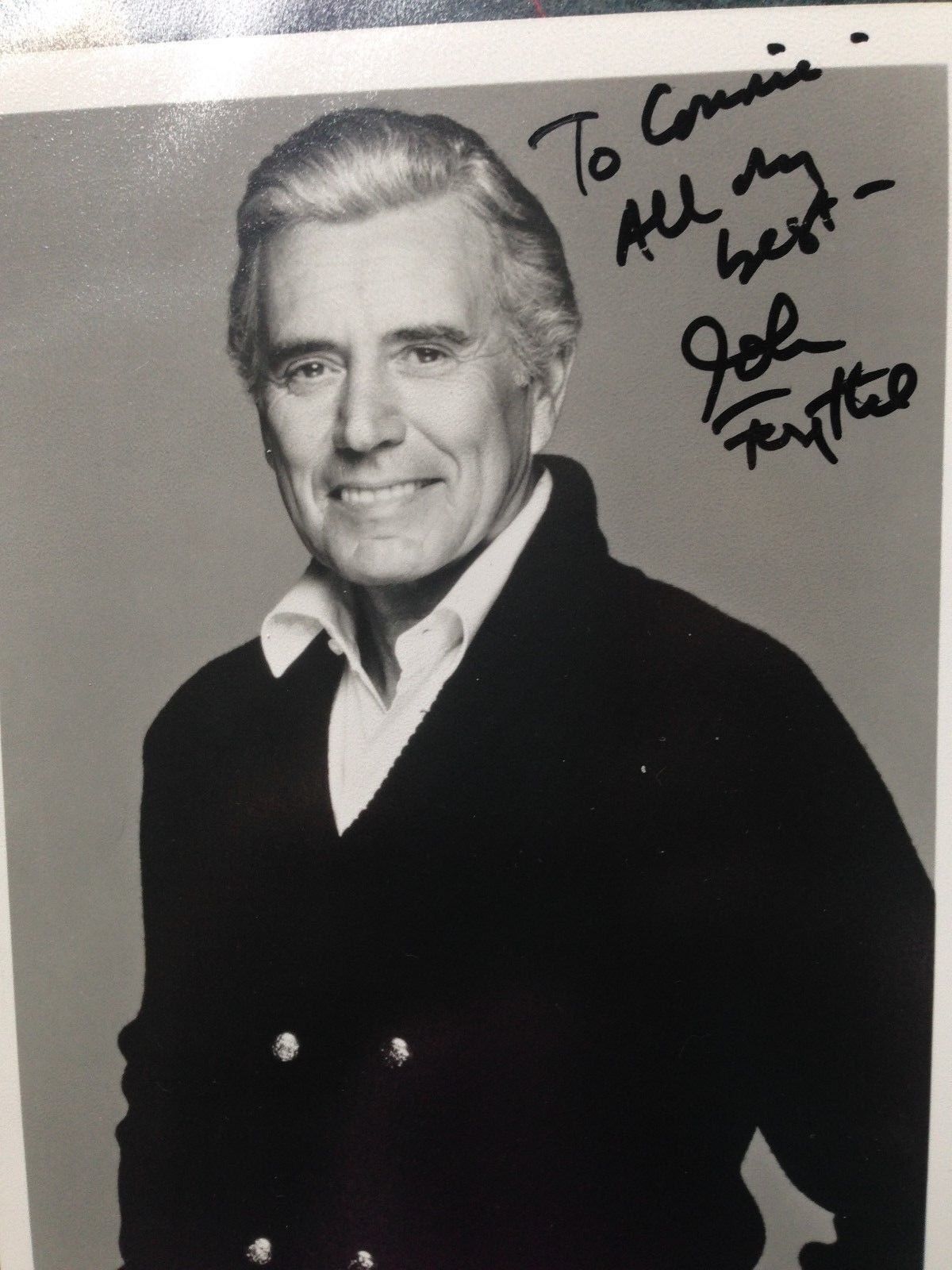 ORIGINAL, SIGNED, Black & White John Forsythe Publicity Photo Poster painting