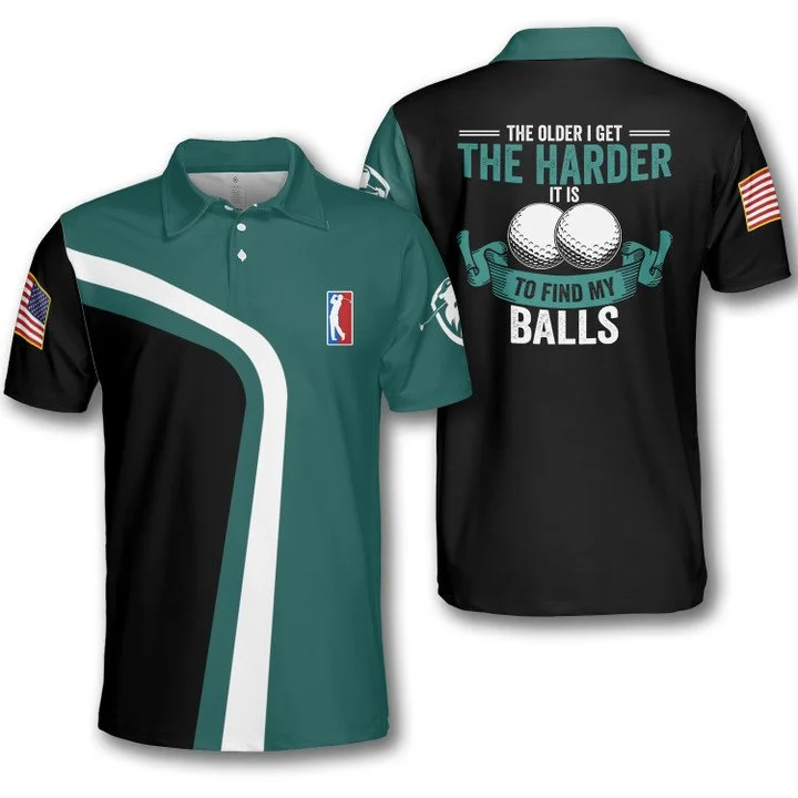 Golf Green Curve The Older I Get The Harder It Is To Find My Balls Ver 2 Polo Shirt For Men