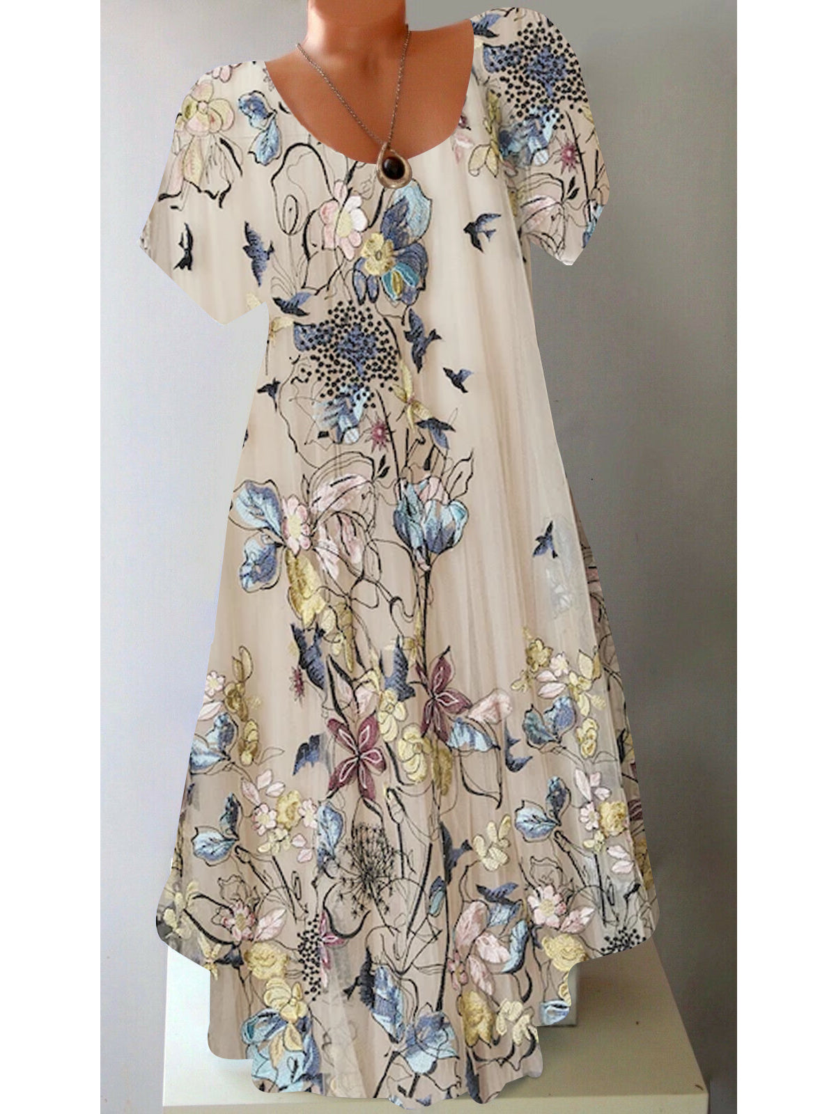 Women Long Sleeve V-neck Graphic Floral Printed Top