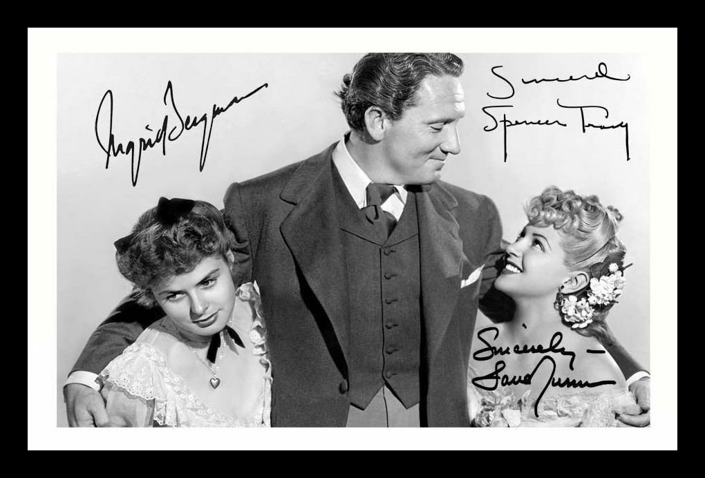 Spencer Tracy & Ingrid Bergman & Lana Turner Autograph Signed & Framed Photo Poster painting