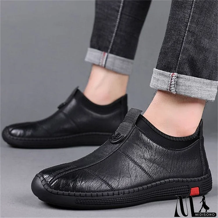 Men's Autumn Comfy Breathable Slip-on Business Genuine Leather Shoes