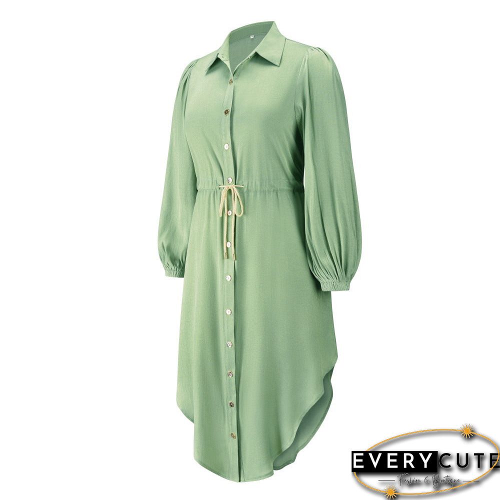 Long Sleeve Front Wrap Button Down Dress