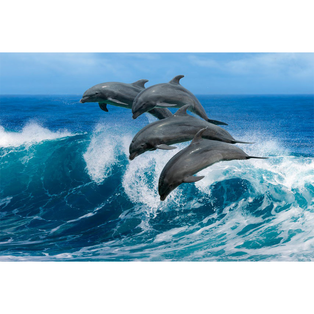 

40*30CM - Round Drill Diamond Painting - Dolphins Leap, 501 Original