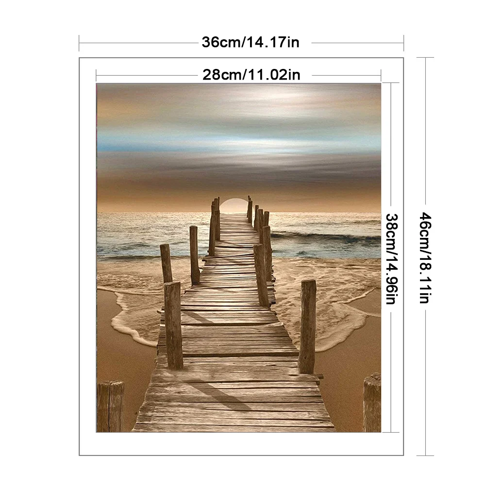 (2pcs)11CT Full Stamped Cross Stitch - Seaside(Canvas|40*40CM)/(Canvas|36*46CM)