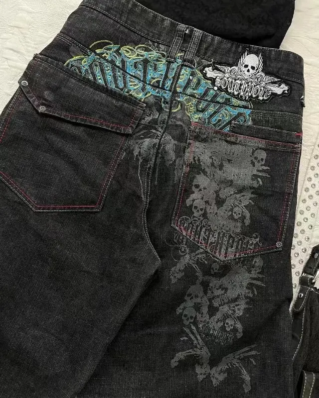 Brownm Pants Men's Loose Wide-Leg Retro Gradient Jeans Men's Tide Card High Street Straight Tube Overs
