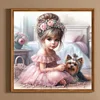 Vie d’animaux de compagnie fille-plein diamant rond peinture-30 * 30cm