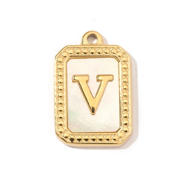 A Pack Of 3 201 Stainless Steel Shell 18K Gold Plated Letter Polished Pendant