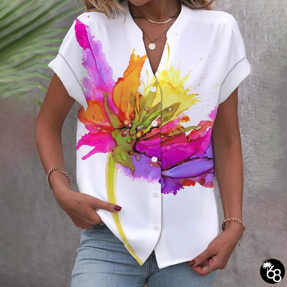 Stylish White Short Sleeve Top | 168DEAL