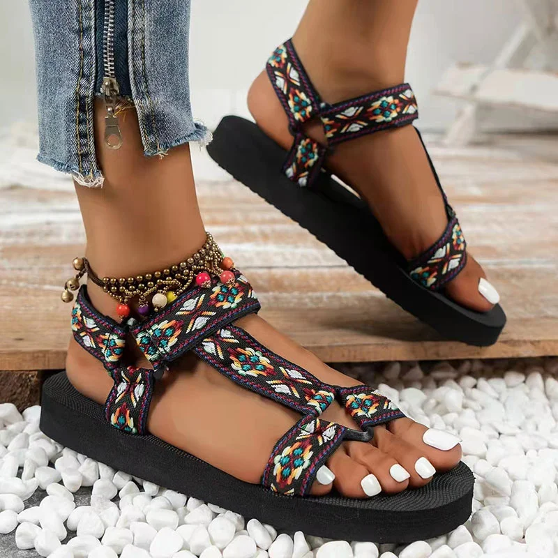 thin bottom beach ethnic wind Velcro female sandals