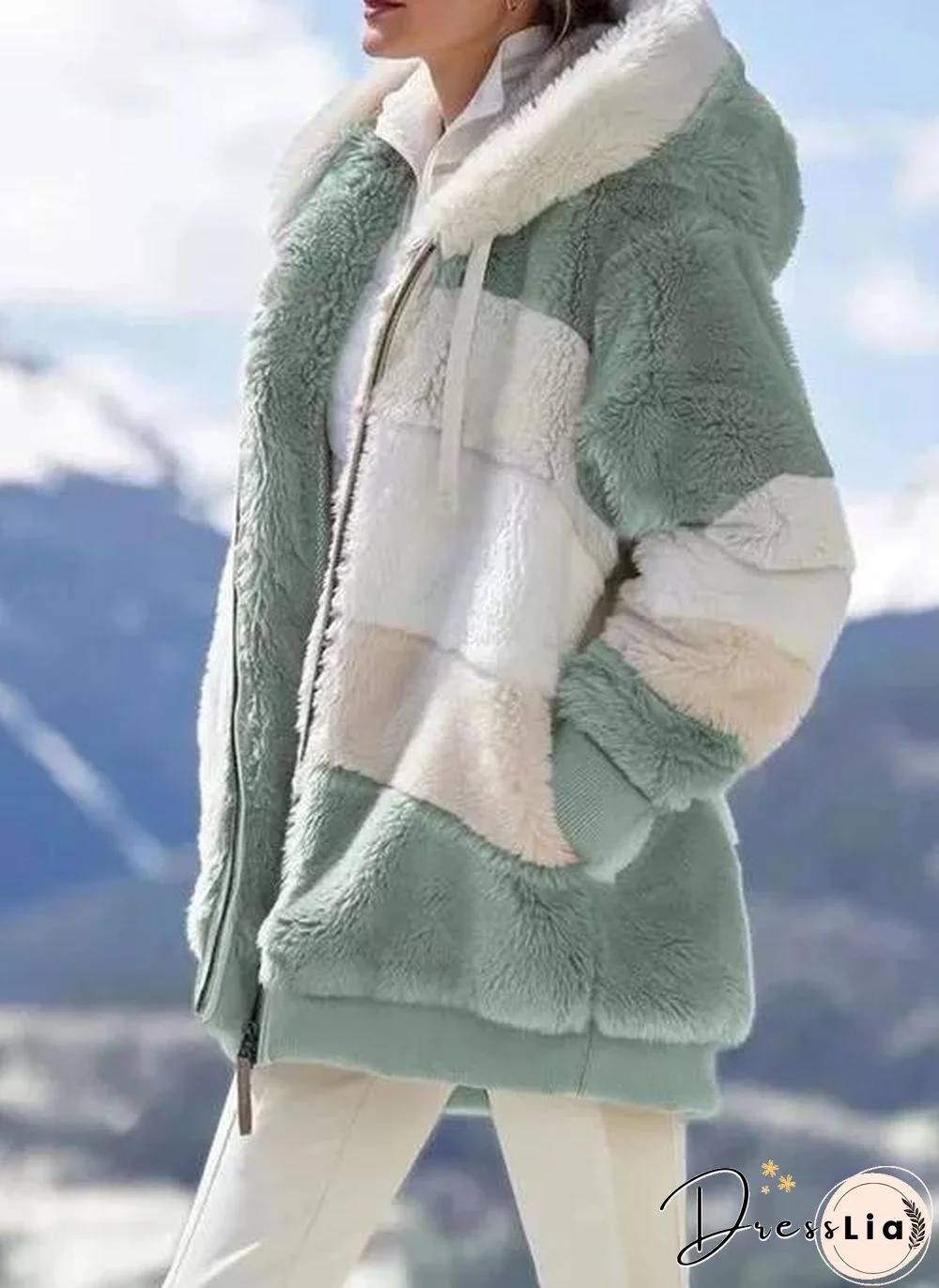 Winter Ladies Coats Streetwear Women'S Clothes Lambswool Coat Women Plus Size Zipper Pocket Stitching Cold Protection Jackets