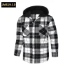 2024 New Loose Casual Flannel Long-sleeved Hooded Plaid Shirt