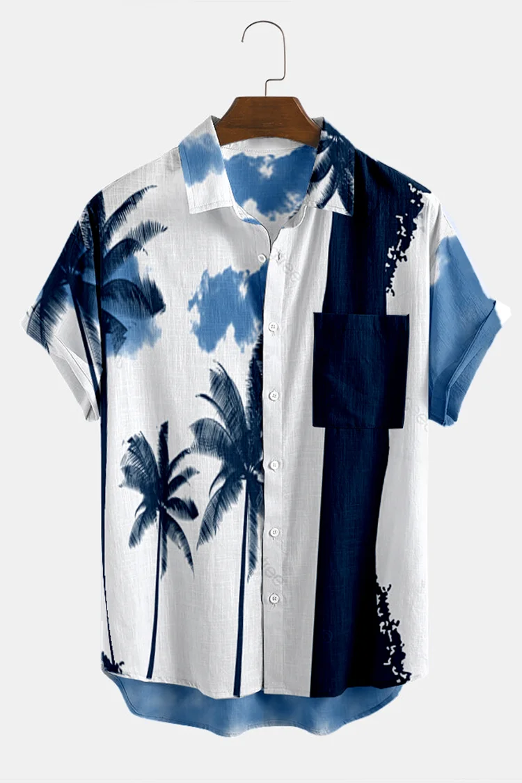 Tiboyz Coconut Print Contrast Color Men's Shirt