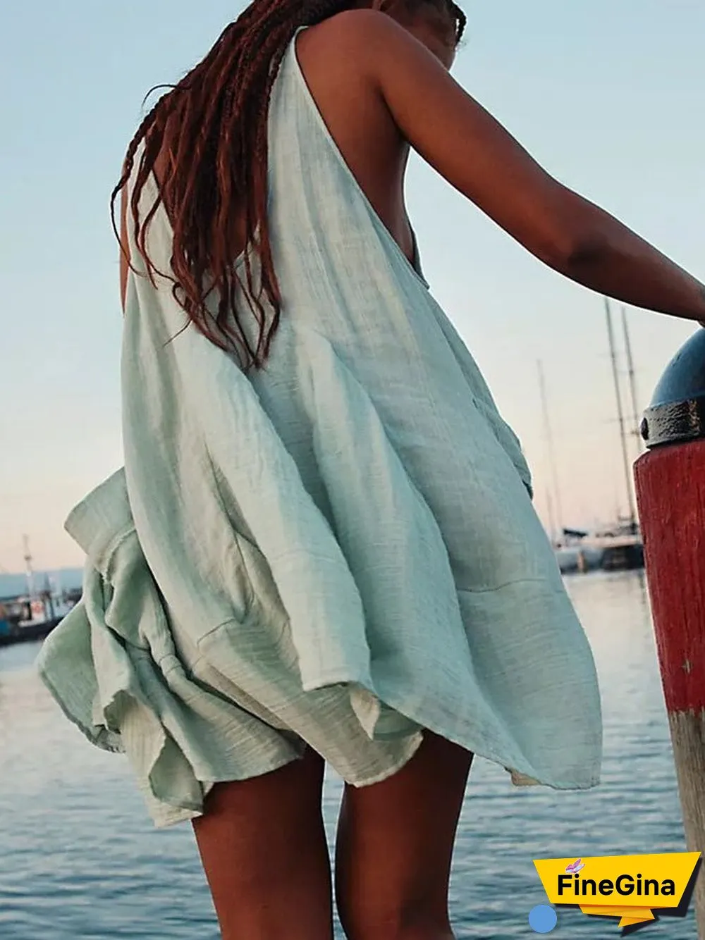 Women'S Dresses Solid Pocket Sleeveless Beach Dress