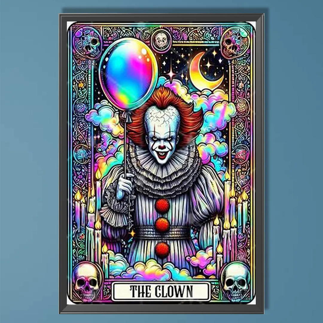 Clown Full DIY 5D Round Drill Diamond Paintings Picture Arts Craft for Adults/Beginners Gift Idea Home Wall Decor Diamond Crystal Rhinestones Painting Kits 15.75x23.62in