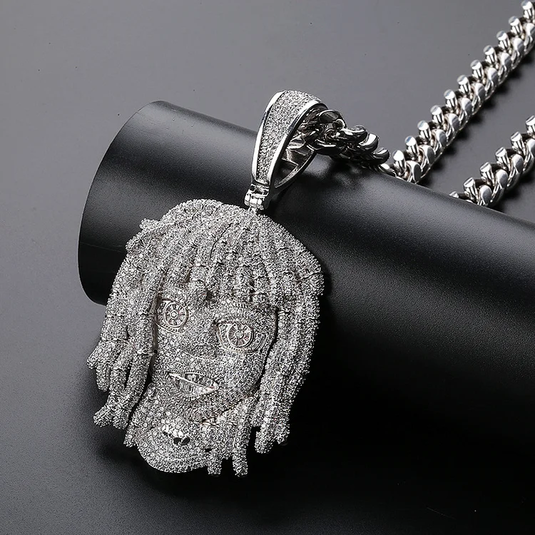Iced Out Oversized Rapper Pendant Full Zirconia Hip Hop Necklace-VESSFUL