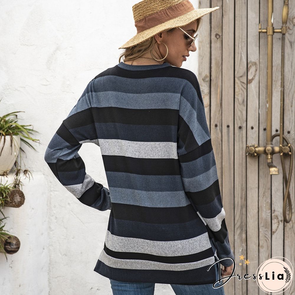 Basic Striped T-shirt Women Plus Size S-5XL Multi Colors Casual Cotton Stretchy Long Sleeve Tops Tee Spring Autumn