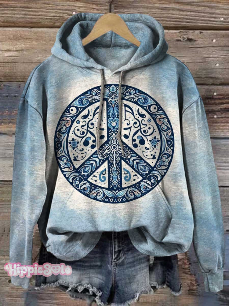 Women’s Hippie Art Print Casual Sweatshirt Multicolor / S