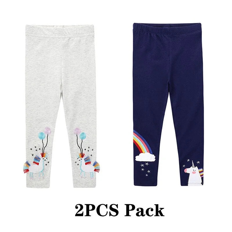 Cotton Girl Leggings Trousers Kids Pants Elastic Waistband Girls Pants Skinny Print Cartoon Unicorn Children Leggings Trousers