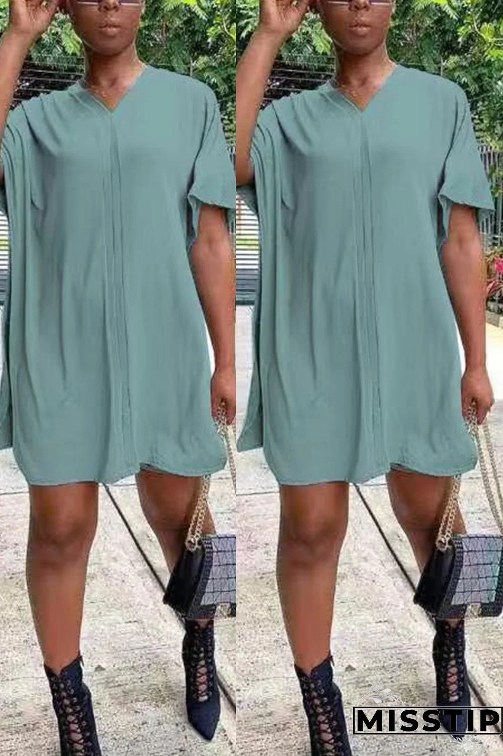 Green Fashion Irregular Loose Casual Two-Piece