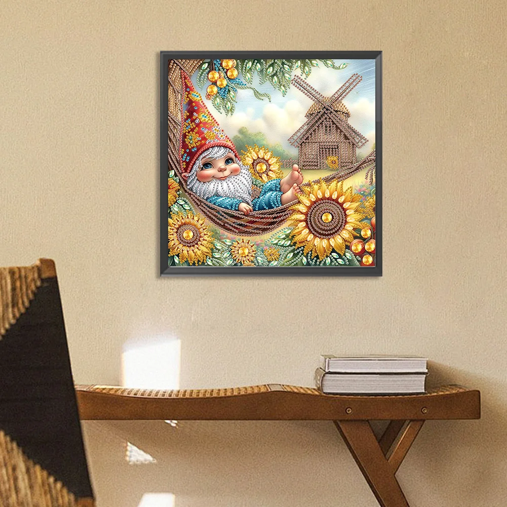 Diamond Painting - Partial Special Shaped Drill - Sunflower Gnome(Canvas|30*30cm)