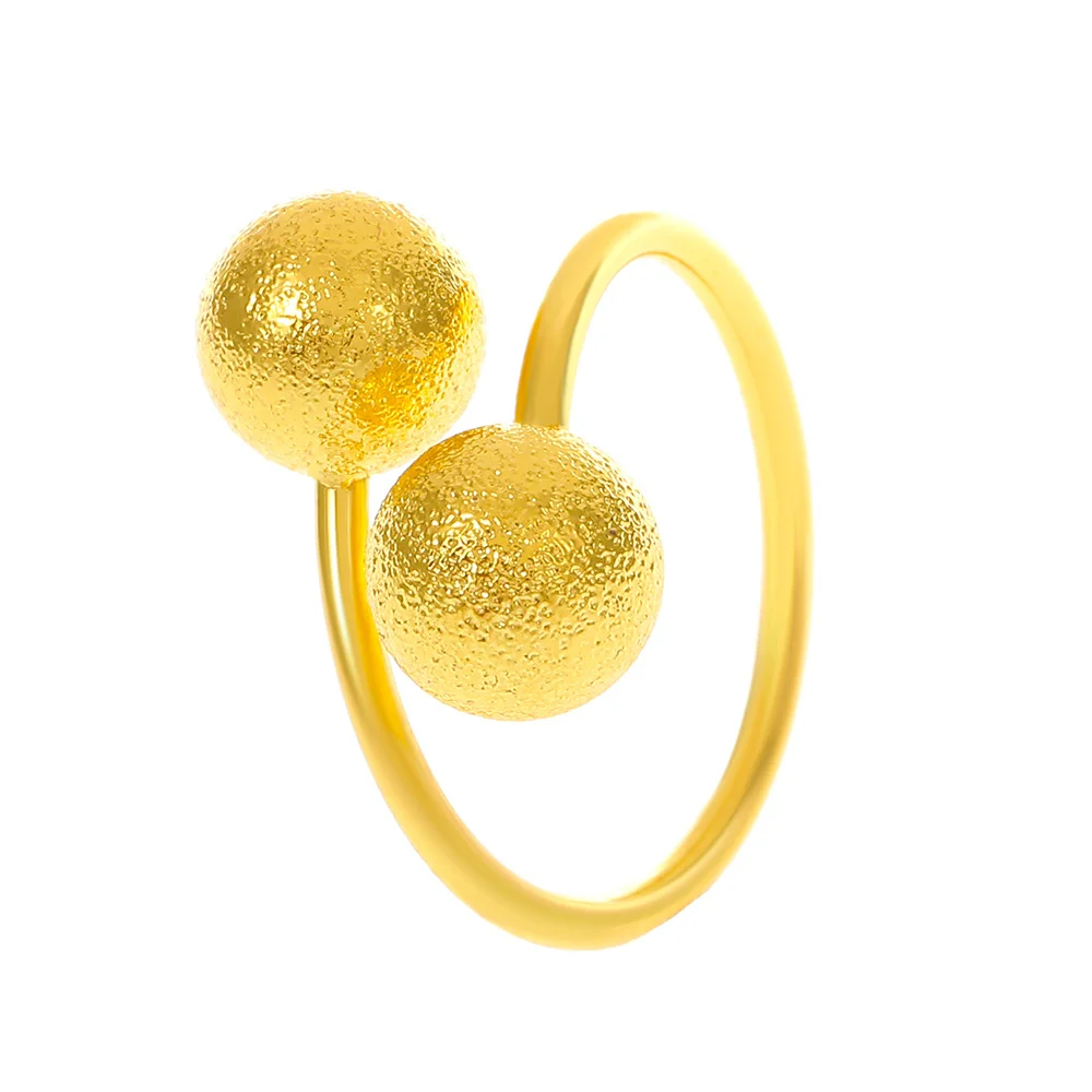 Round Bead Gold Plated Frosted Ring