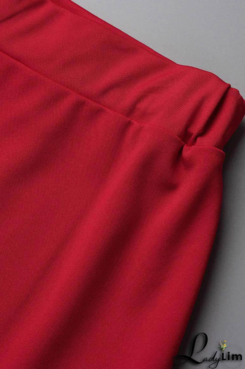 Red Sexy Solid Split Joint Buckle Turndown Collar Short Sleeve Two Pieces