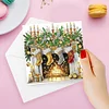 (US Only)6PCS DIY Diamond Art Greeting Cards Christmas Fireplace Congratulations Cards