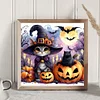Halloween Chat Et Citrouille-Rond Drill Diamond Painting-30*30CM