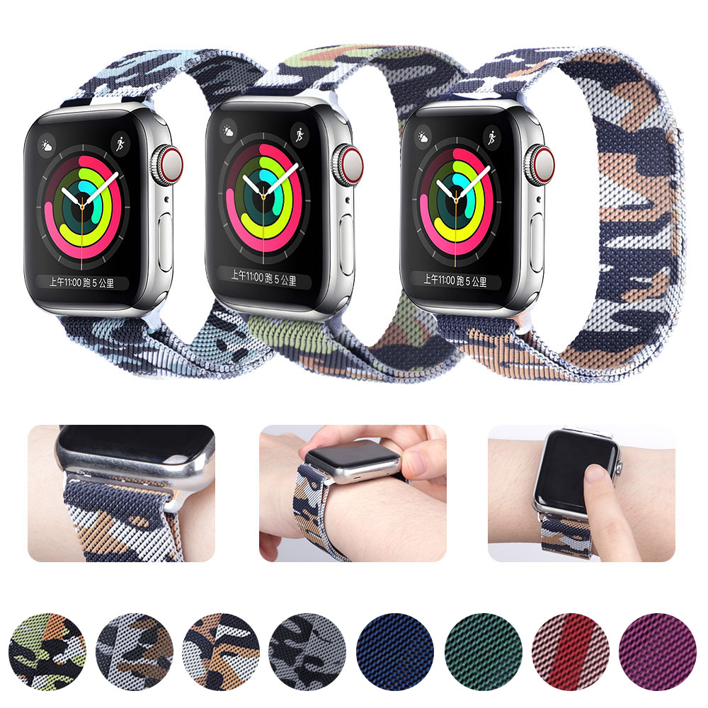 Camouflage Milanese Strap for Apple Watch Band 38mm 40mm 42mm 44mm ...