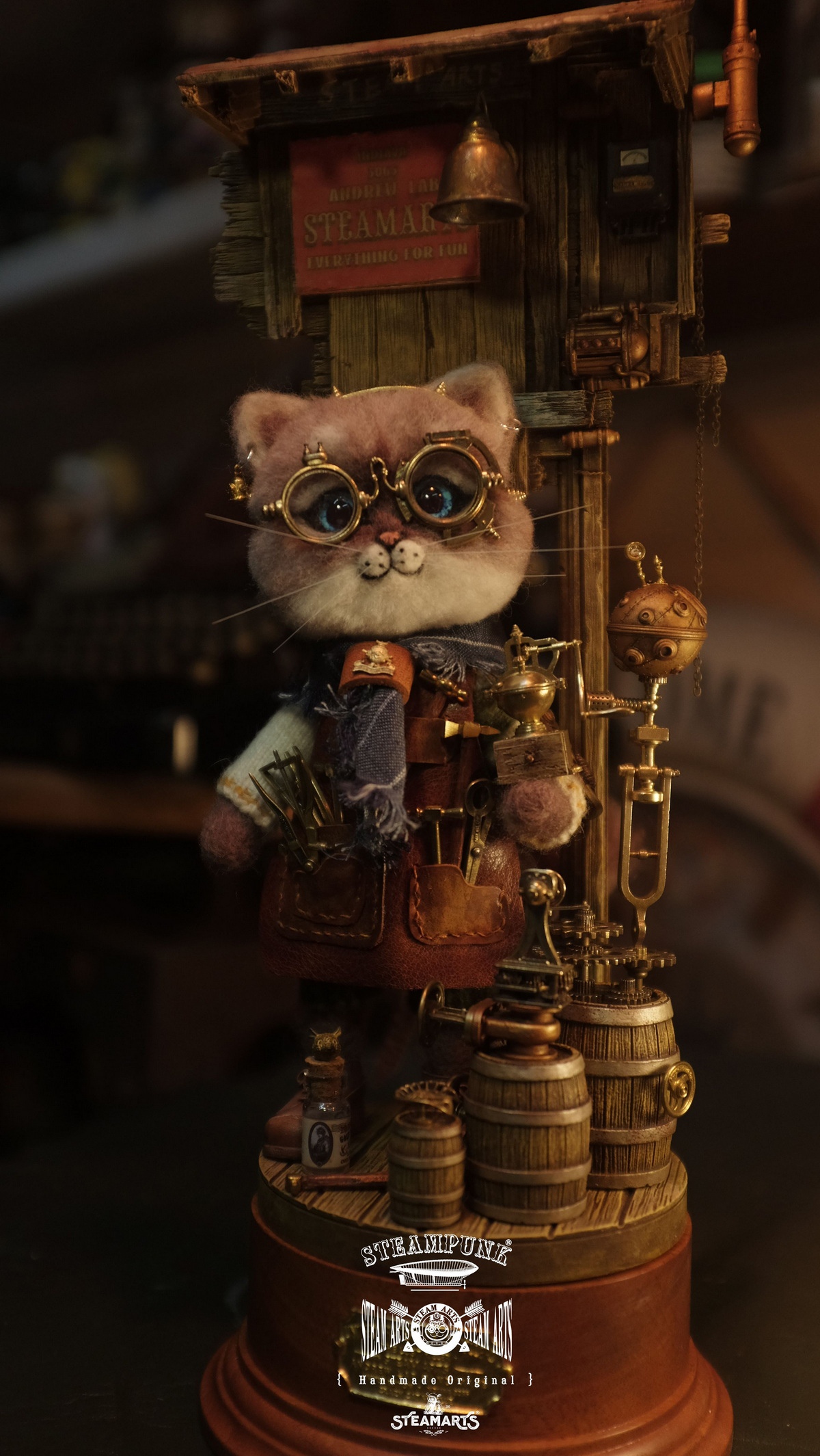 PRE-ODER STEAMARTS Steampunk Wool Felt Handmade Version Mechanic No. 002 MR.BLUE Action Figure