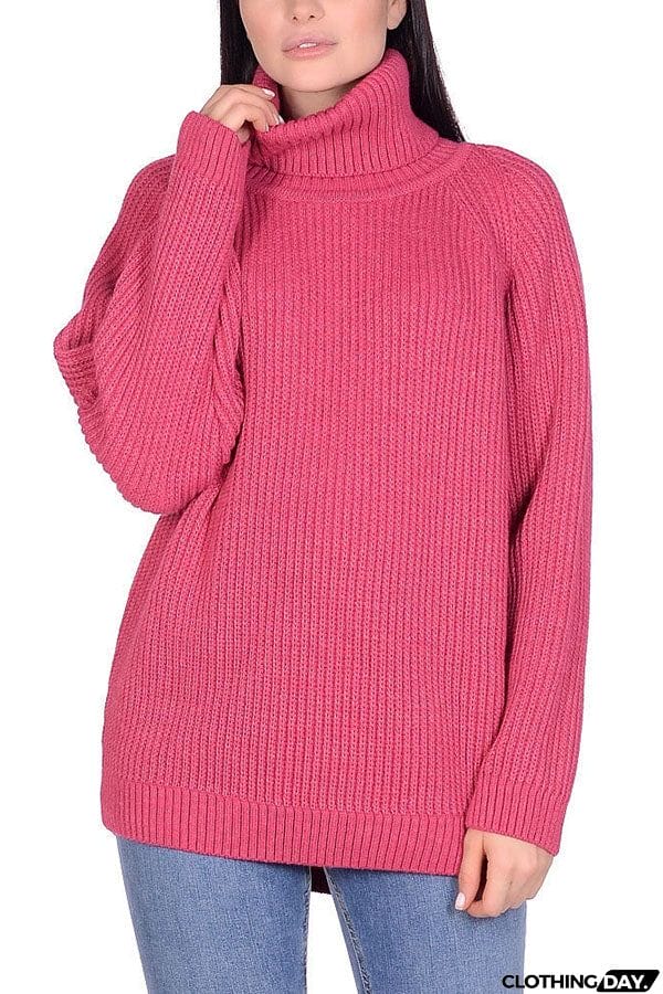 Turtleneck Pullover Loose Knit Sweater