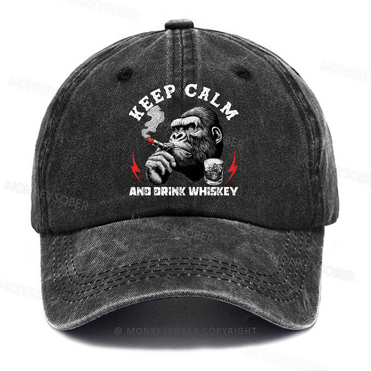 Personalized " Keep Calm And Drink Whiskey" Custom Washed Baseball Caps